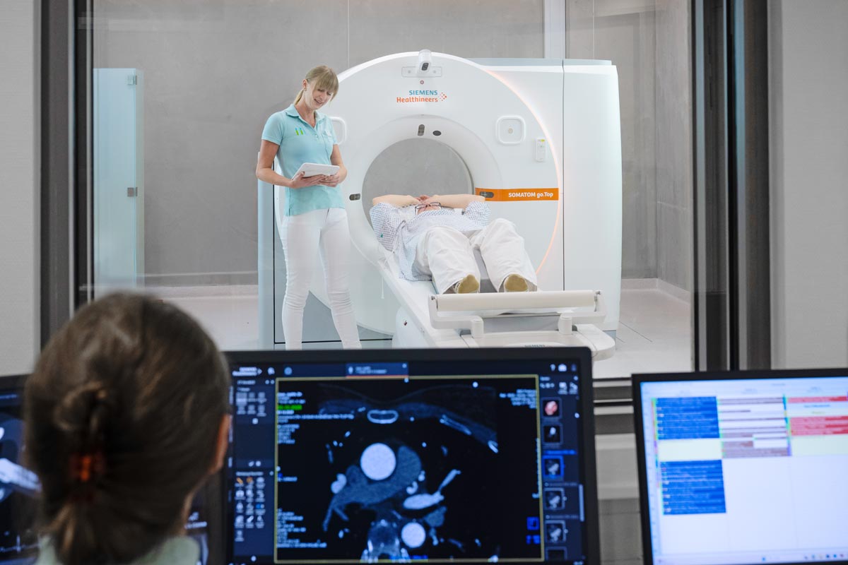 Patient und MTR bei CT-Aufnahme